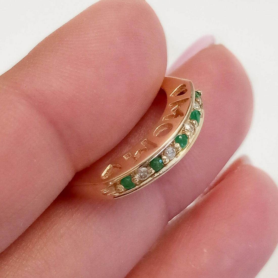 10K gold Emerald and Diamond MOM ring, size 7 (1 of 7)