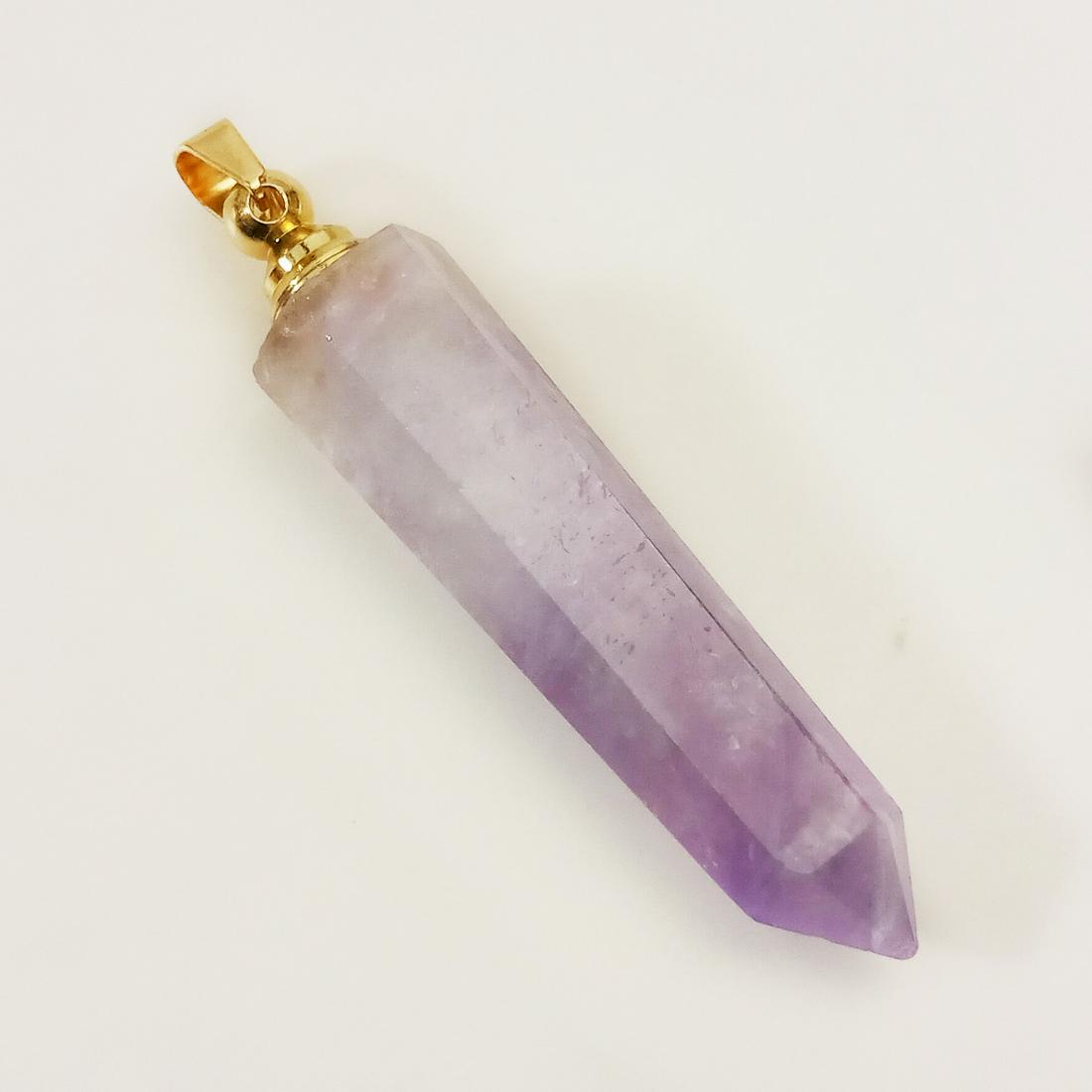 Genuine Amethyst prism shape perfume bottle pendant (1 of 3)