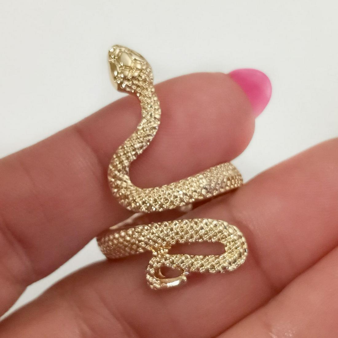 Rose gold tone textured finish Snake ring, 7 1/2-9 1/2 (1 of 7)