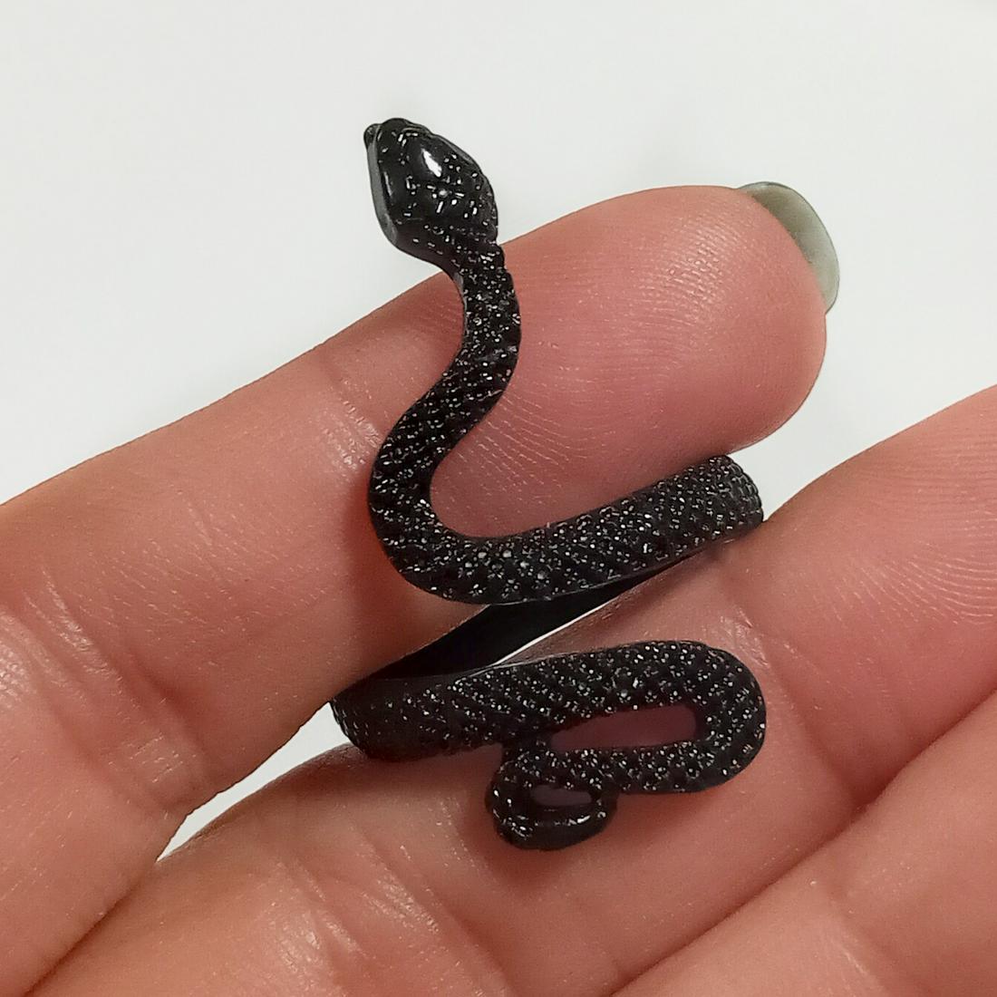 Black tone textured finish Snake ring, adj 8-10 (1 of 6)