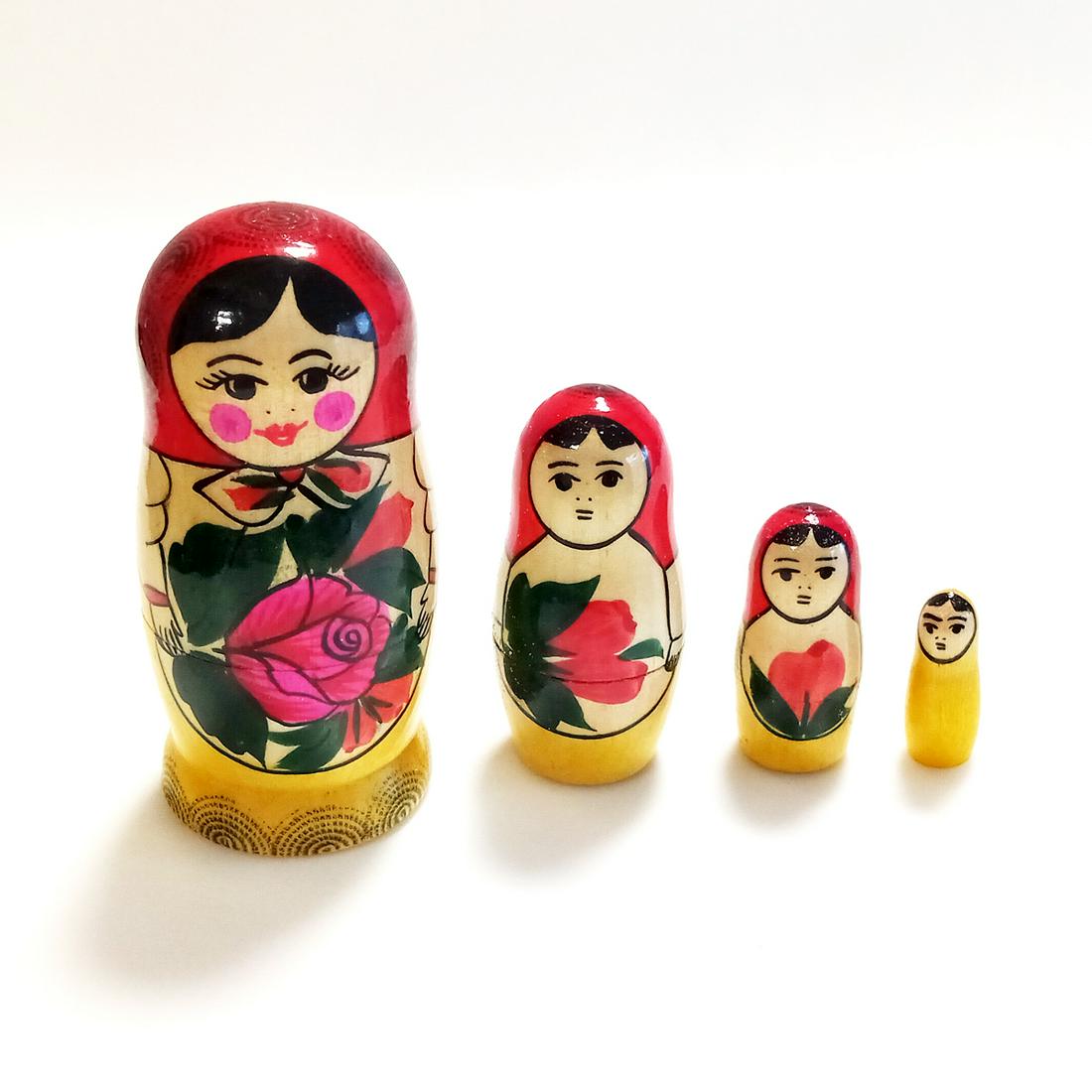 Hand made 4 Nested Matreshka Dolls (1 of 3)