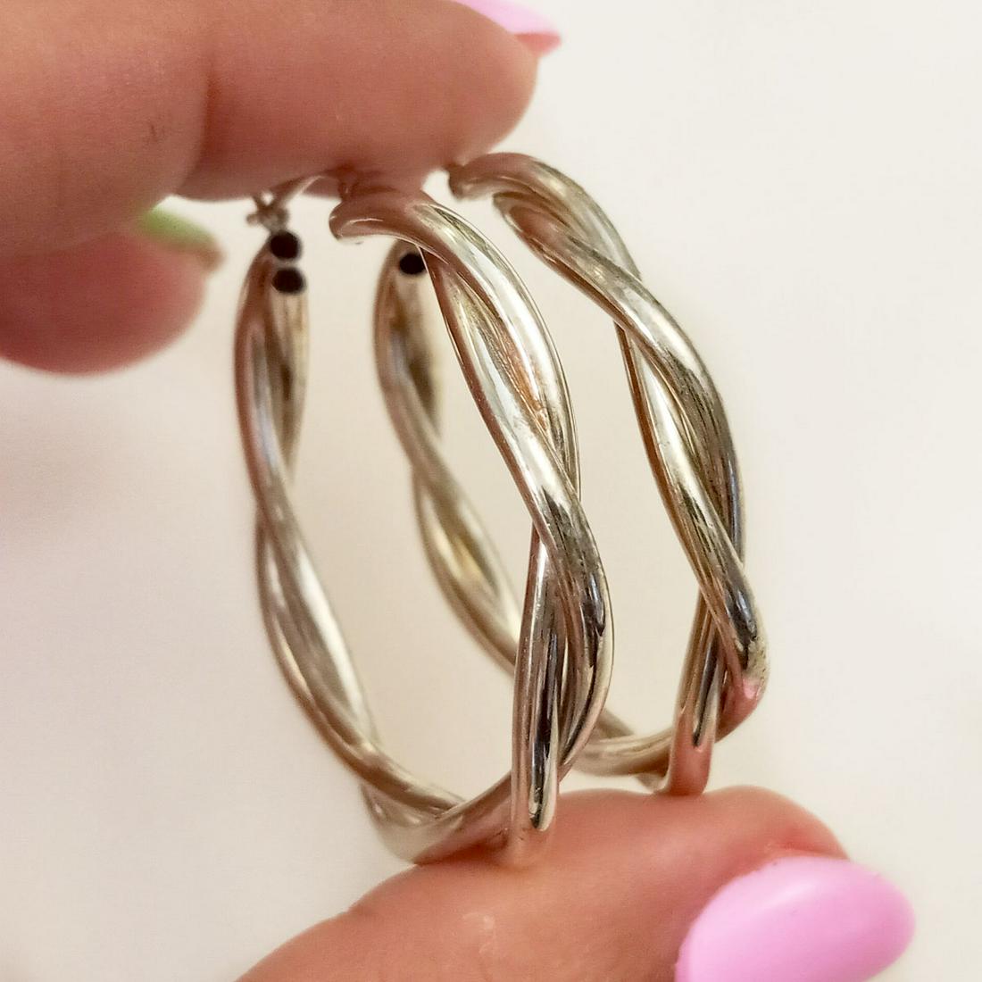 Vintage sterling silver twisted hoop earrings (1 of 3)