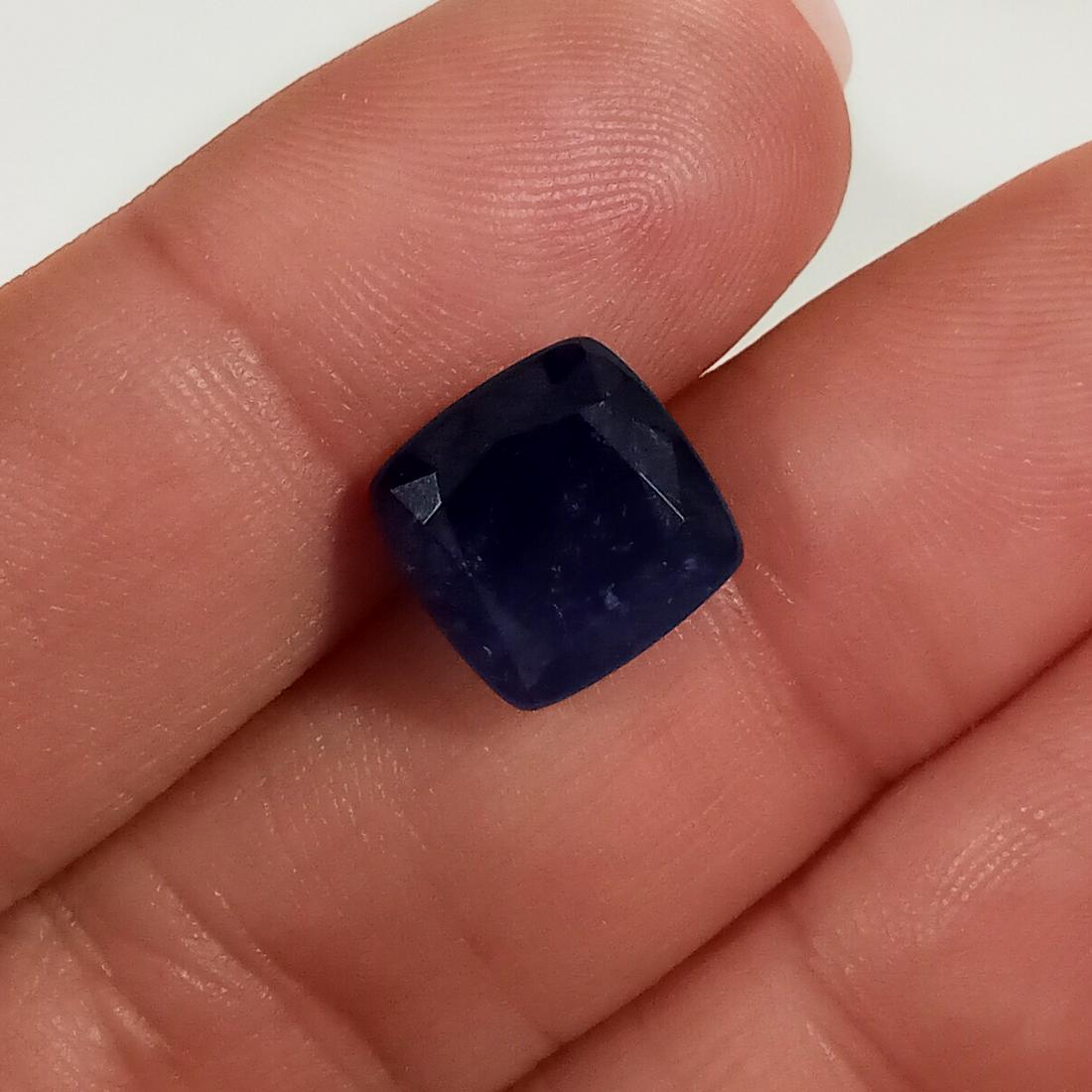 10x10 mm square faceted cushion blue sapphire, 6.09 cts (1 of 2)