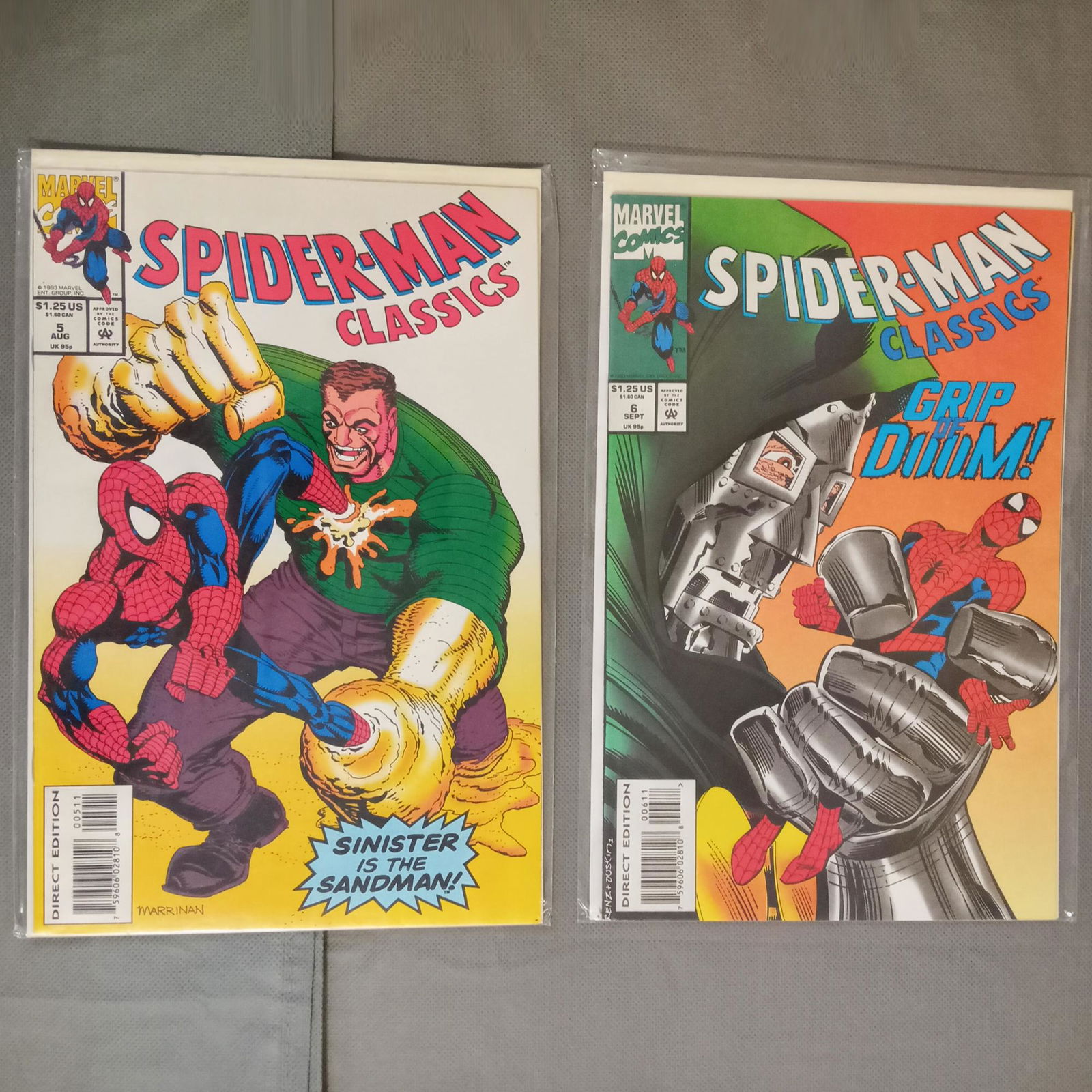 2 SPIDERMAN Classics #5, 6 1993 Reprint comic books (1 of 1)