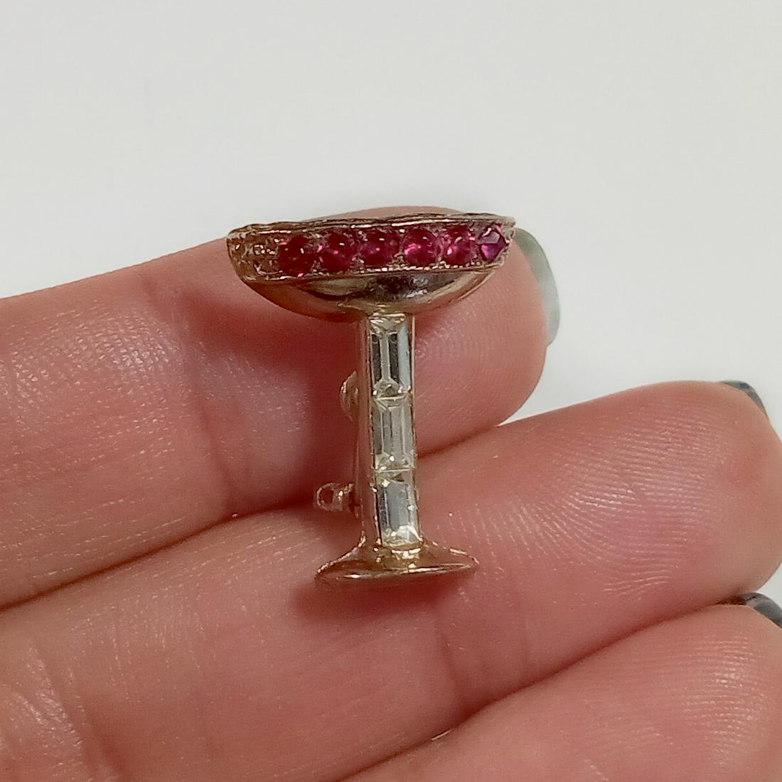 Vintage gold tone champagne glass shape brooch (1 of 3)