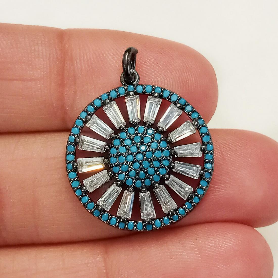 Black tone pave set CZ round shape pendant (1 of 3)