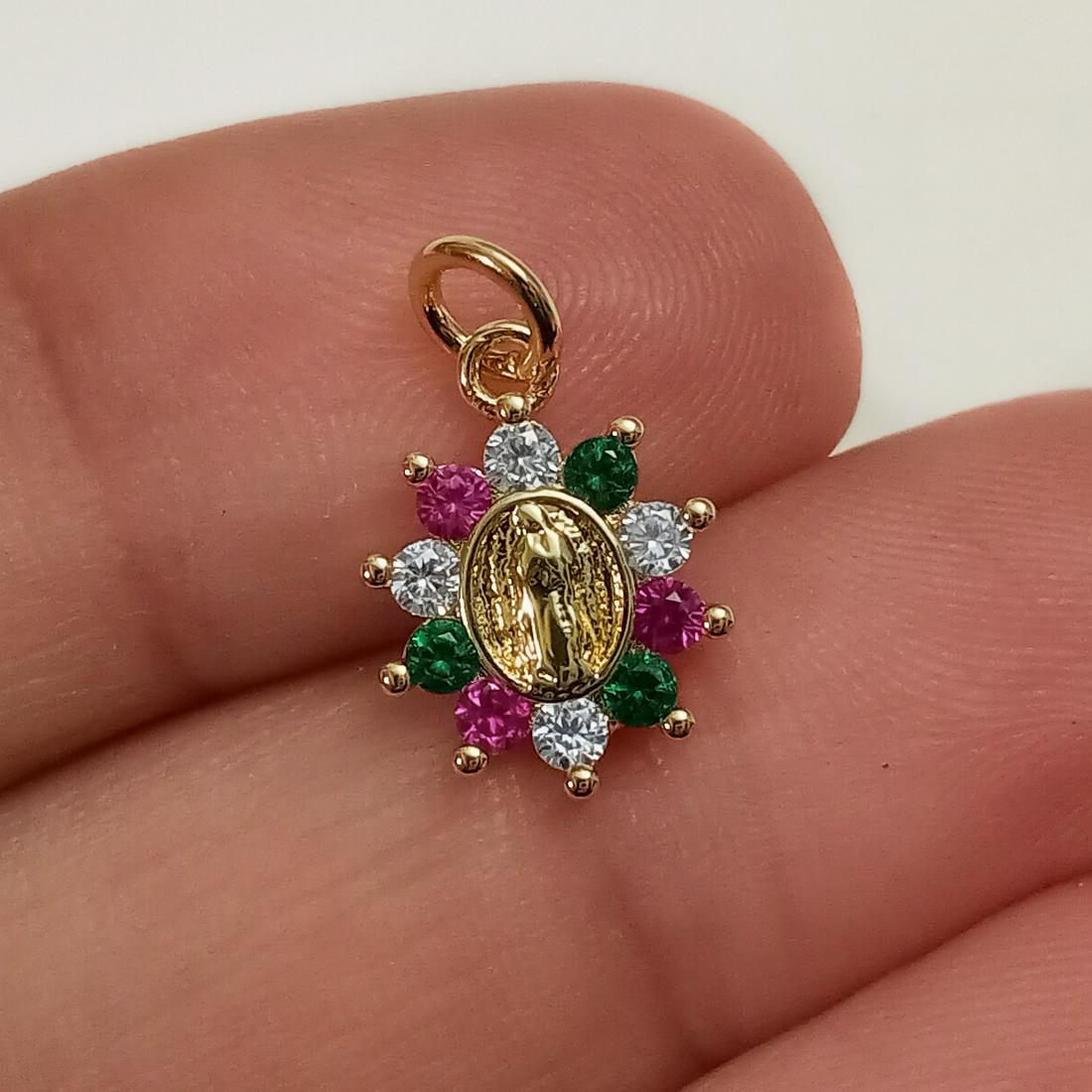 Gold tone multicolor CZ religious tiny pendant charm (1 of 3)