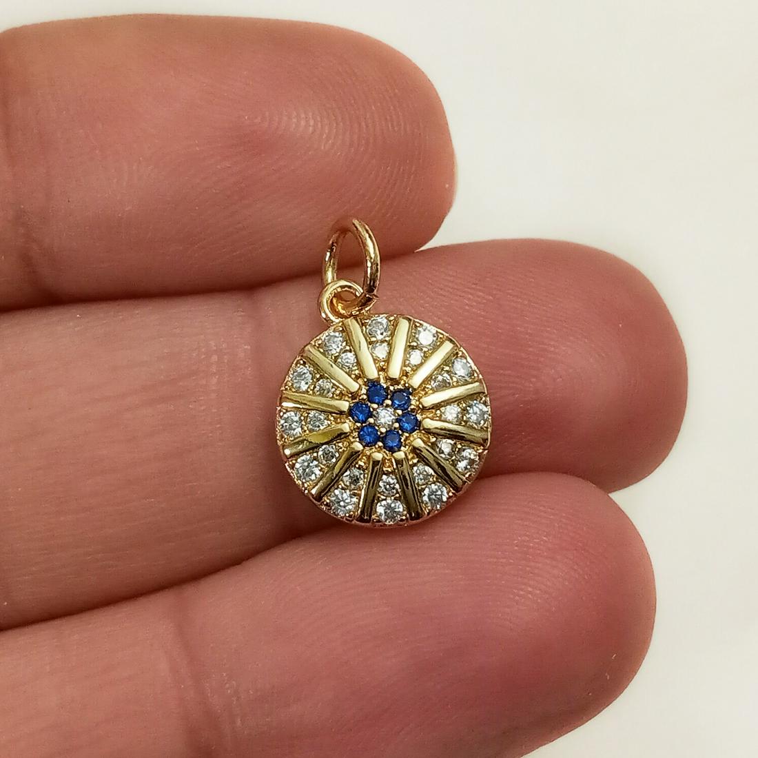 Gold tone CZ round shape tiny pendant charm (1 of 3)