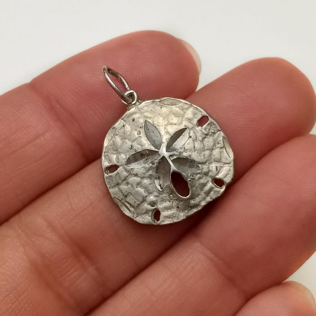 Vintage sterling silver matte finish Sand Dollar charm (1 of 3)