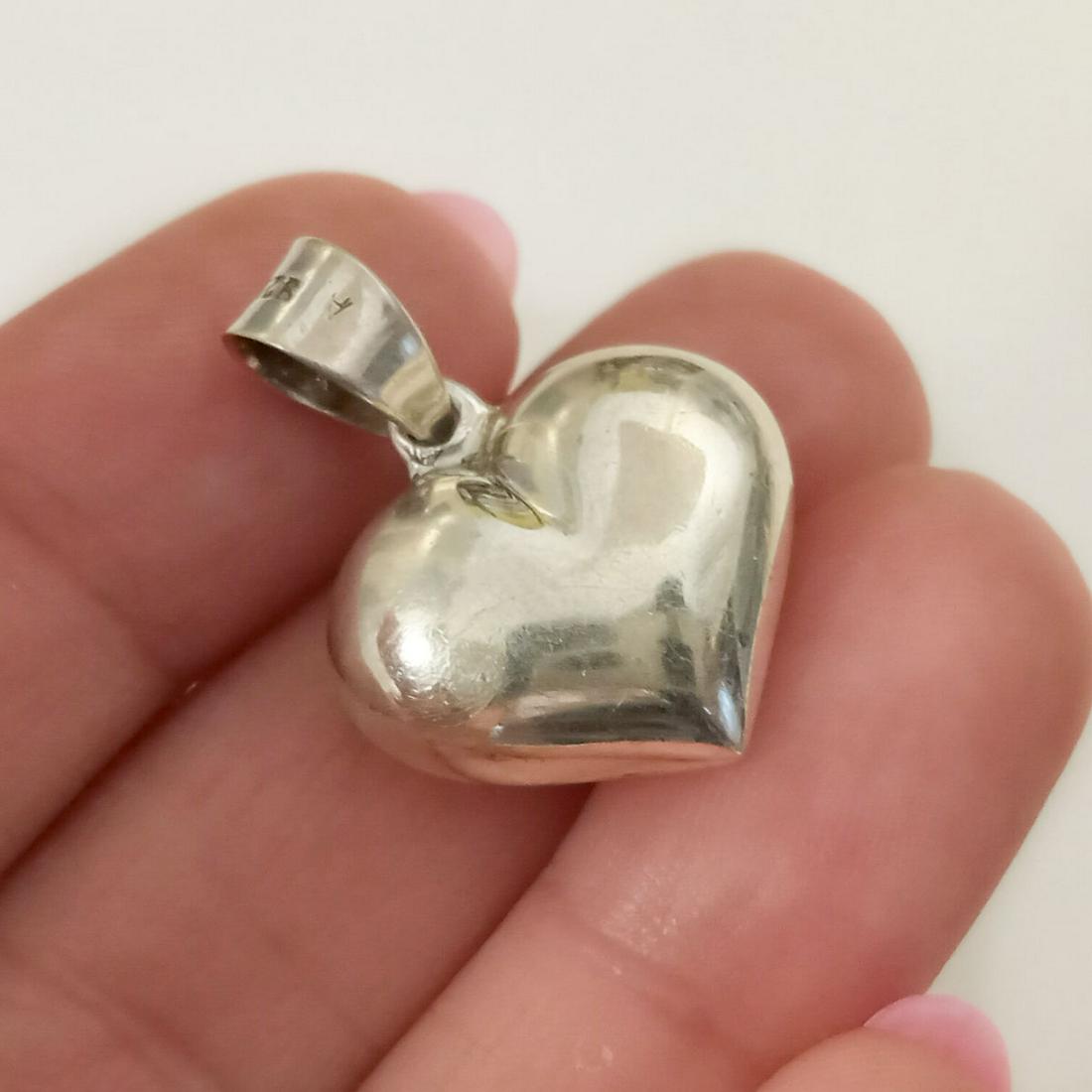 Vintage sterling silver puffy Heart pendant (1 of 3)