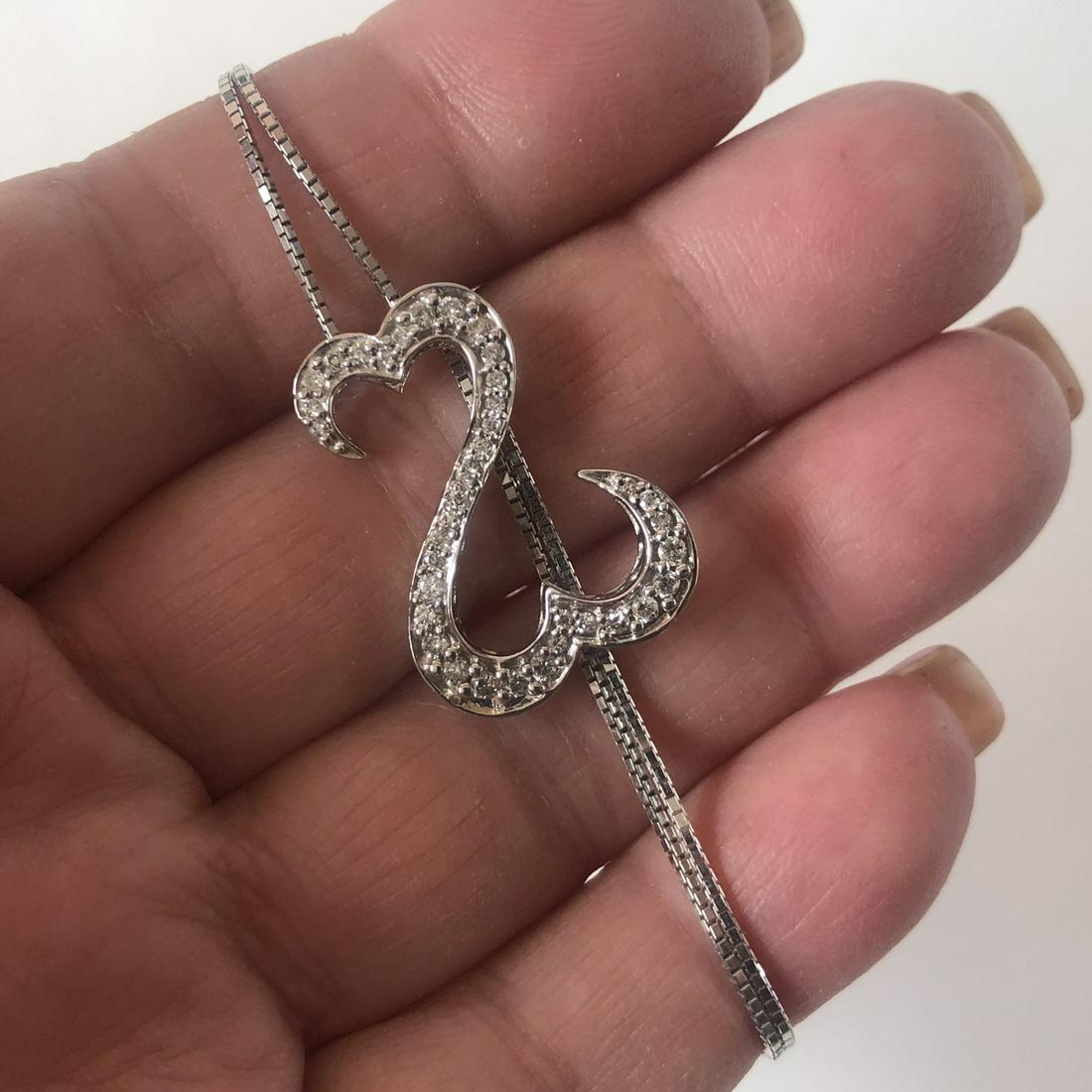 J Seymour Open heart 14k w gold diamond pendant chain (1 of 4)