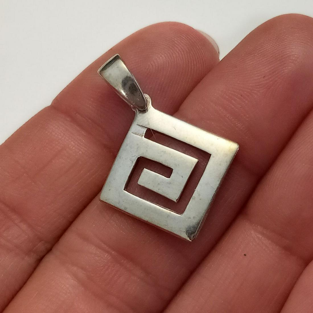 Sterling silver geometric square shape pendant (1 of 3)