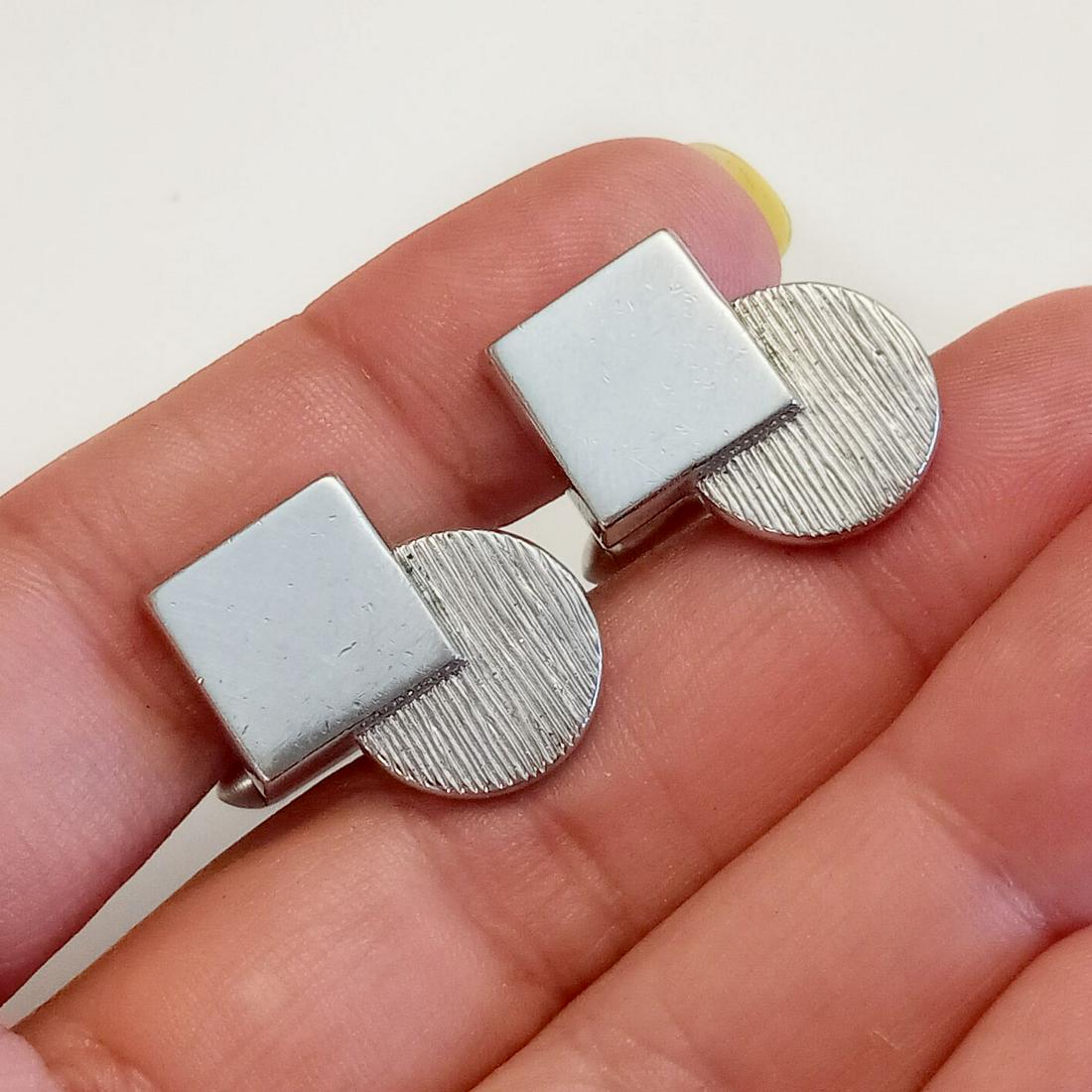 SWANK Vintage silver tone geometric cufflinks (1 of 6)