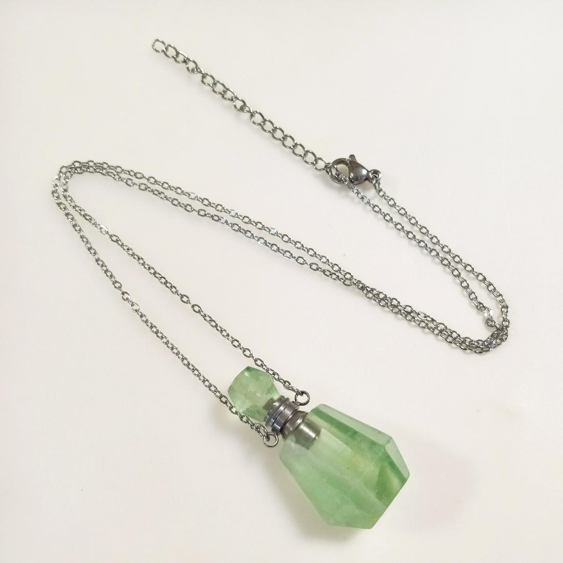 Green Fluorite fancy carved perfume bottle necklace (1 of 3)