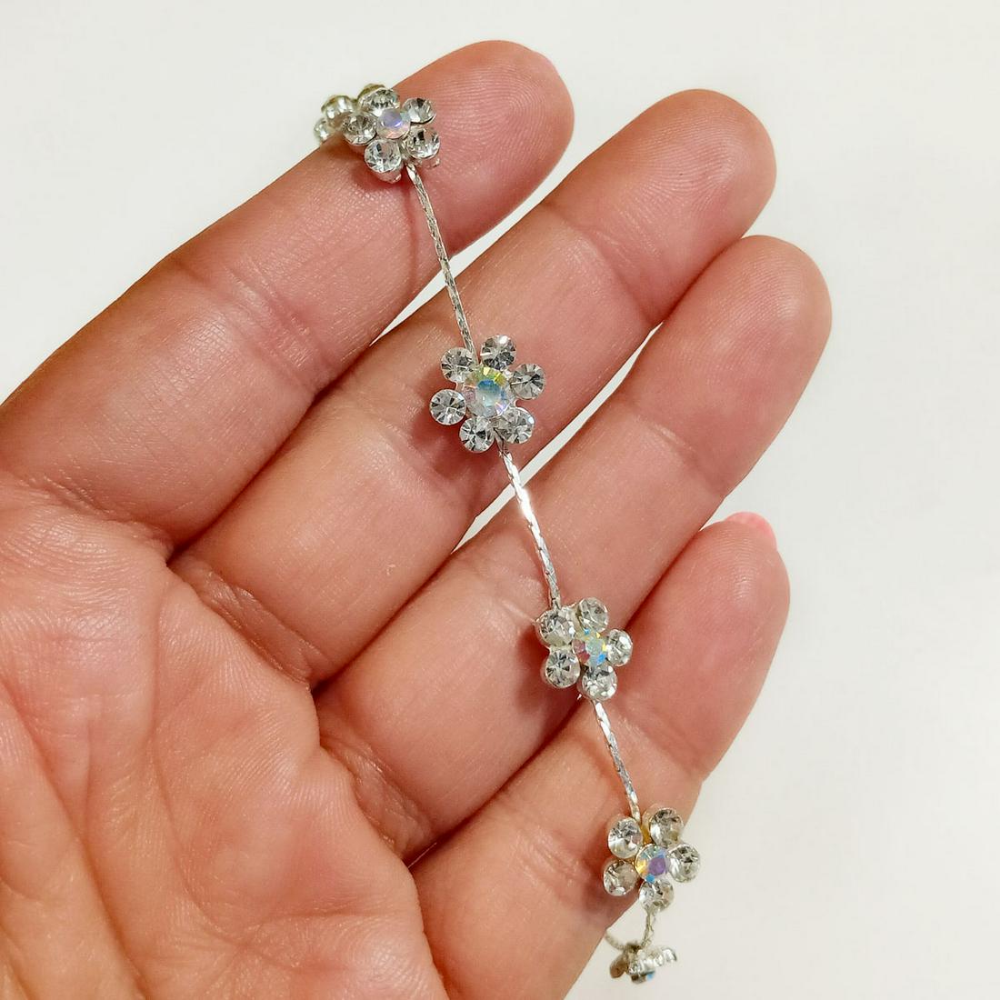 Silver tone iridescent, clear rhinestones bracelet (1 of 4)