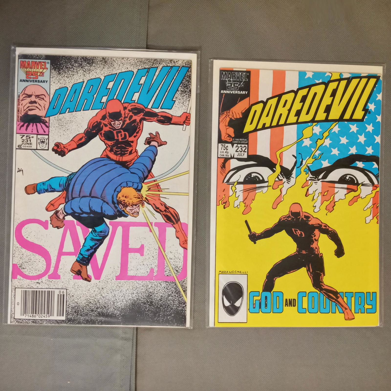 Lot of 2 DAREDEVIL #231, 232 MARVEL comic books (1 of 1)