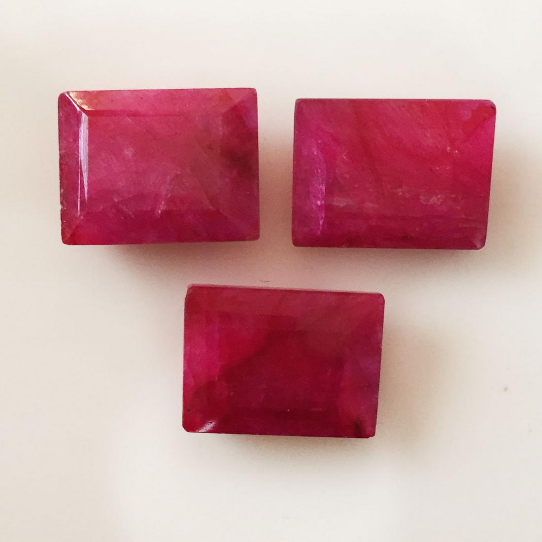 Lot of 3 16x12 mm rectangular faceted rubies, 39.20 cts (1 of 2)