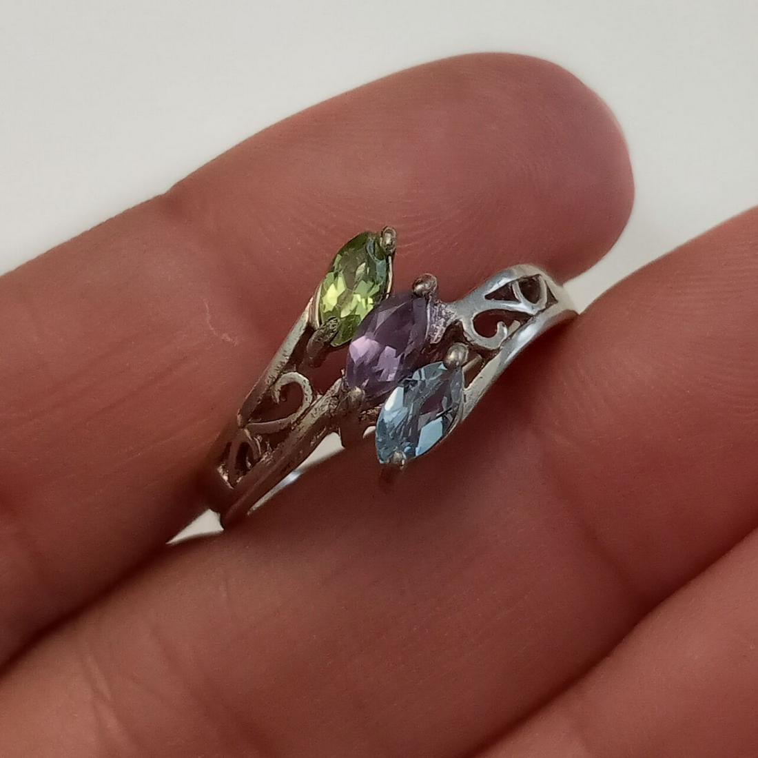 Sterling silver peridot amethyst topaz ring sz 9 (1 of 5)