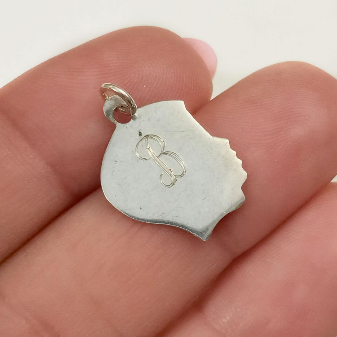 Sterling silver letter Initial B Boys silhouette charm (1 of 3)