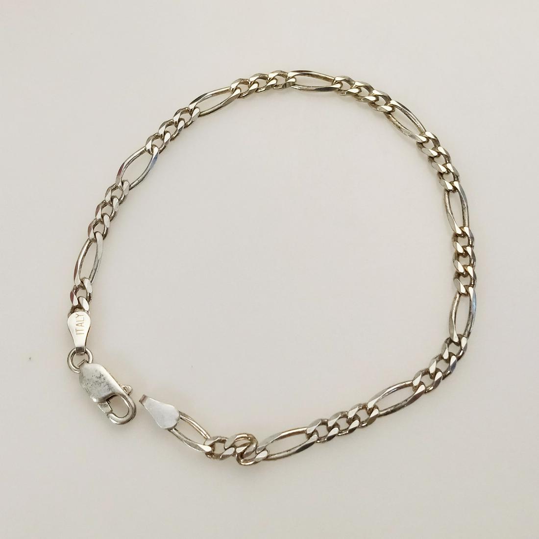 Sterling silver Figaro chain bracelet (1 of 2)