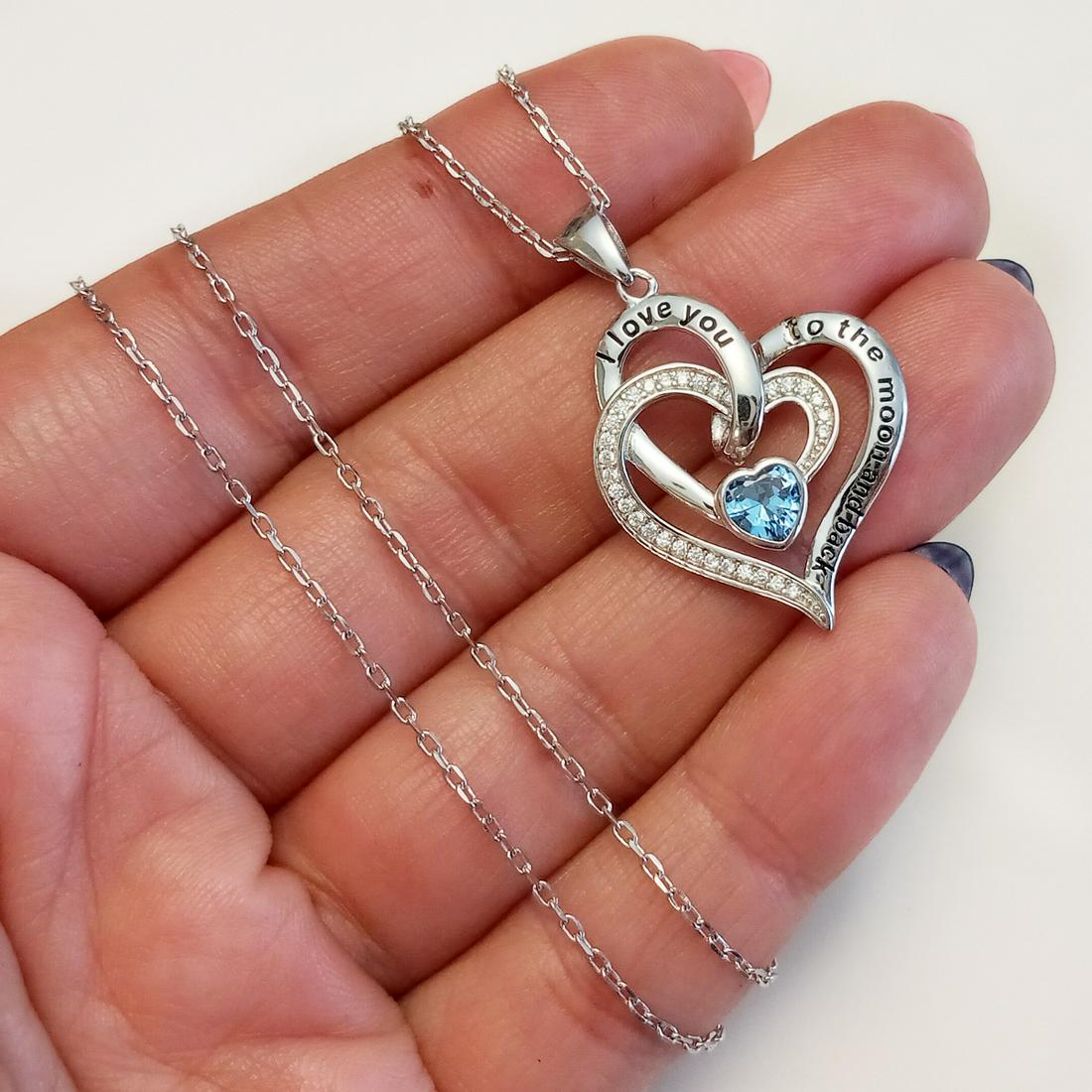Sterling silver topaz color crystal heart pendant chain (1 of 5)