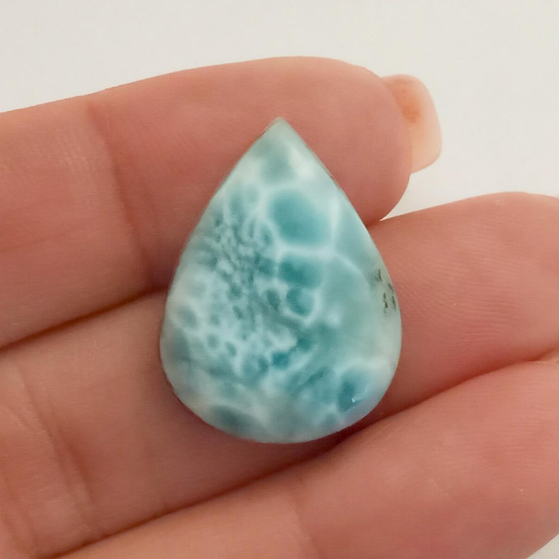 Pear shape natural Larimar cabochon, weight 19.70 cts (1 of 3)