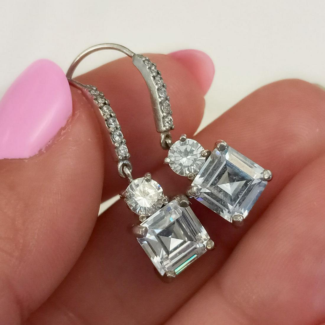 Sterling silver clear crystals dangling earrings (1 of 4)