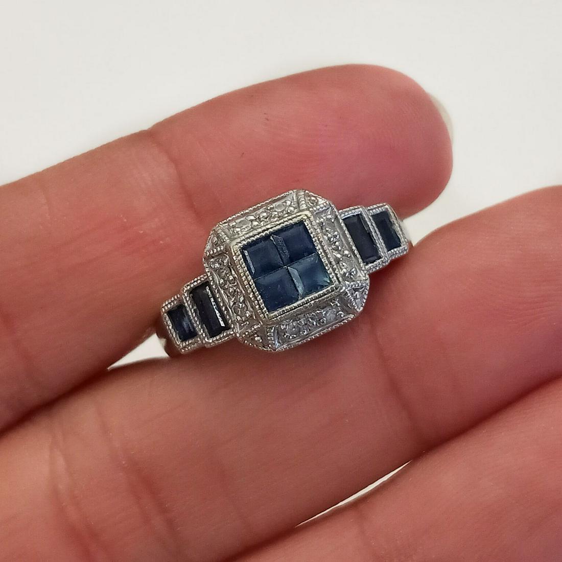 JCR 14K white gold blue white sapphire ring, size 7 1/4 (1 of 8)