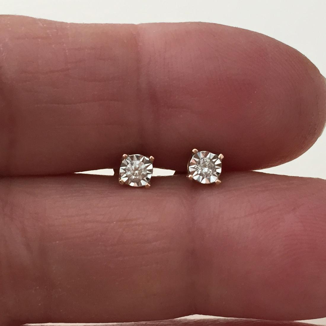 14K rose gold diamonds push back stud earrings (1 of 5)