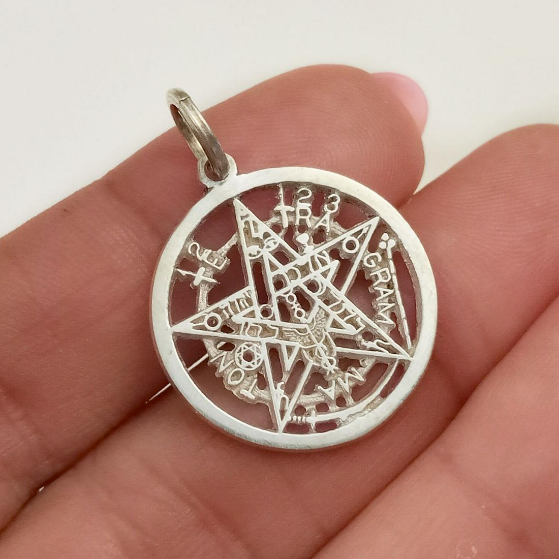 Sterling silver Tetragrammaton medallion pendant charm (1 of 3)