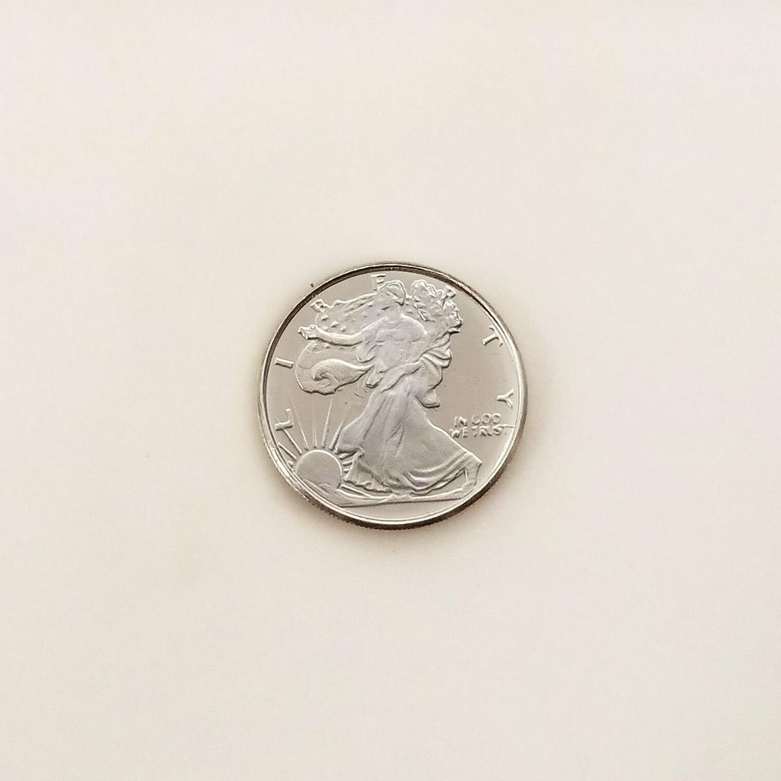 US Walking Liberty 1/10 oz Fine silver round bullion: Collectible United States Walking Liberty American Eagle 1/10 troy oz .999 Fine Silver round bullion. 1/10 .999 fine silver, 18 mm round. Pure silver 1/10 oz Walking Liberty Rounds are reproduced in t