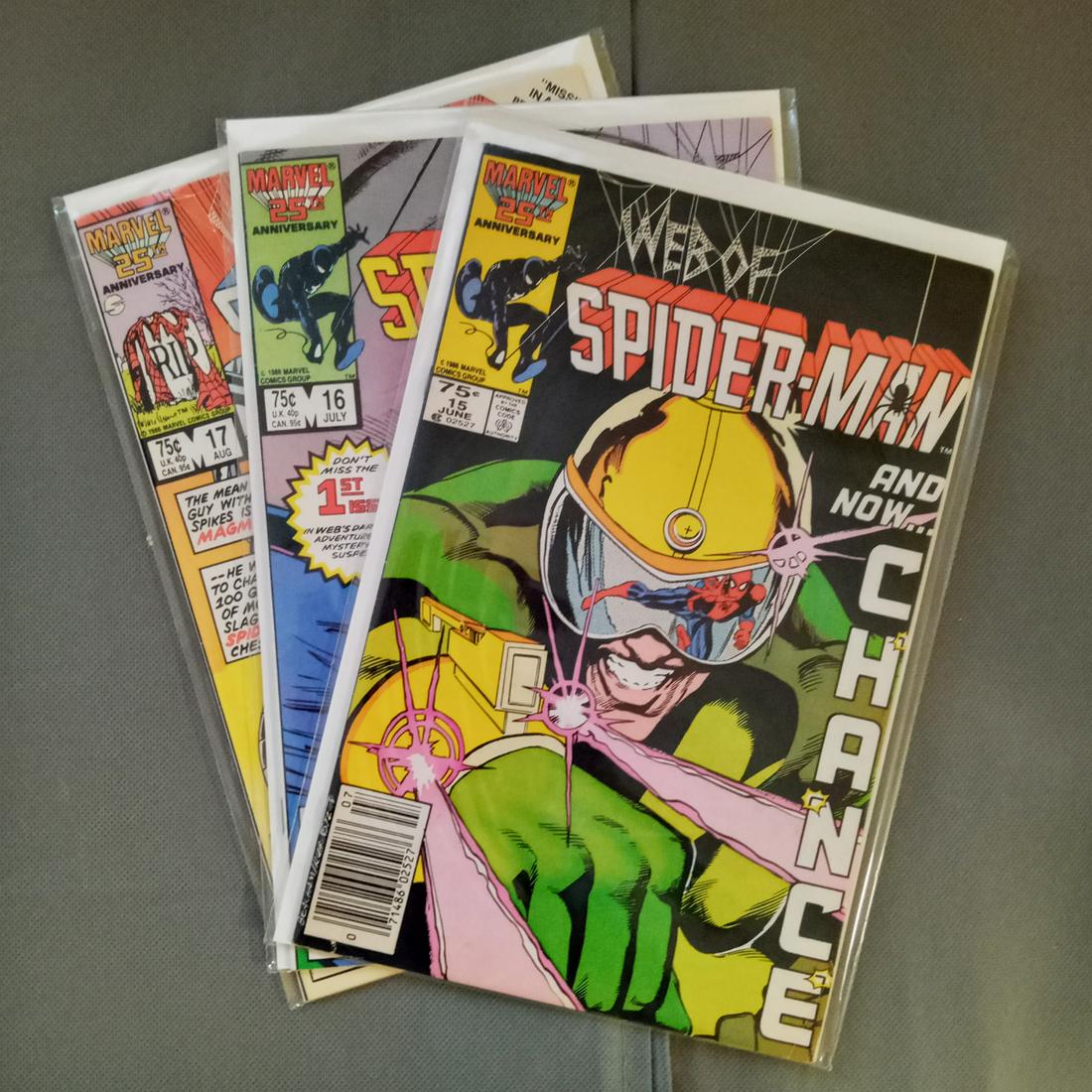 3 WEB OF SPIDERMAN #15, 16, 17 MARVEL comic books (1 of 2)