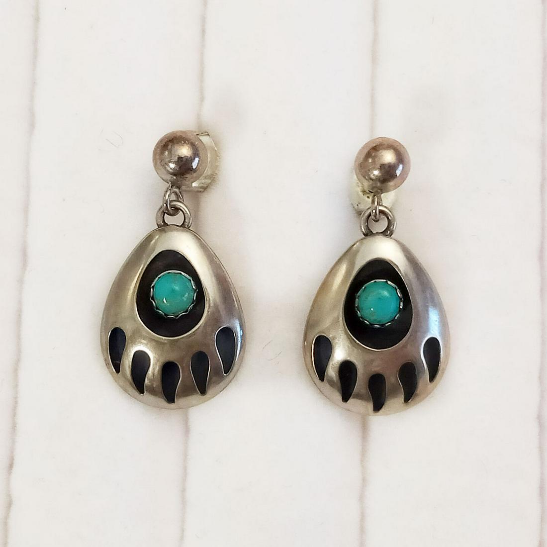 QT CAROLYN POLLACK Vtg sterling silver bear earrings (1 of 2)