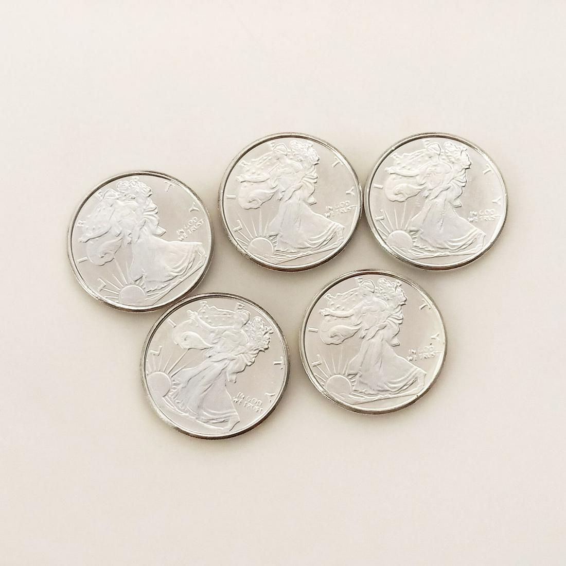 Lot of 5 US Walking Liberty 1/10 oz Fine silver rounds (1 of 3)