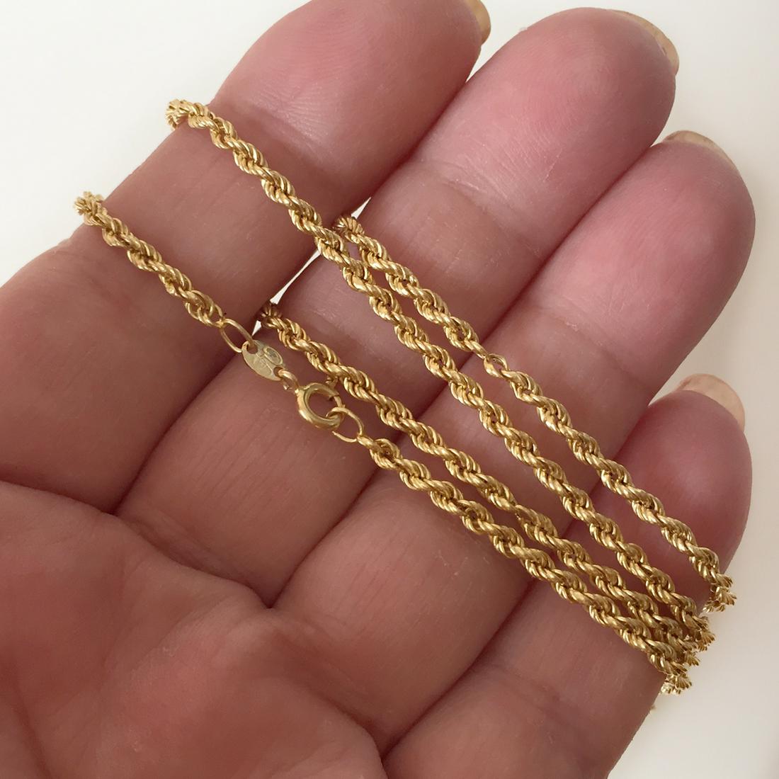 14K yellow gold diamond cut rope chain necklace (1 of 2)