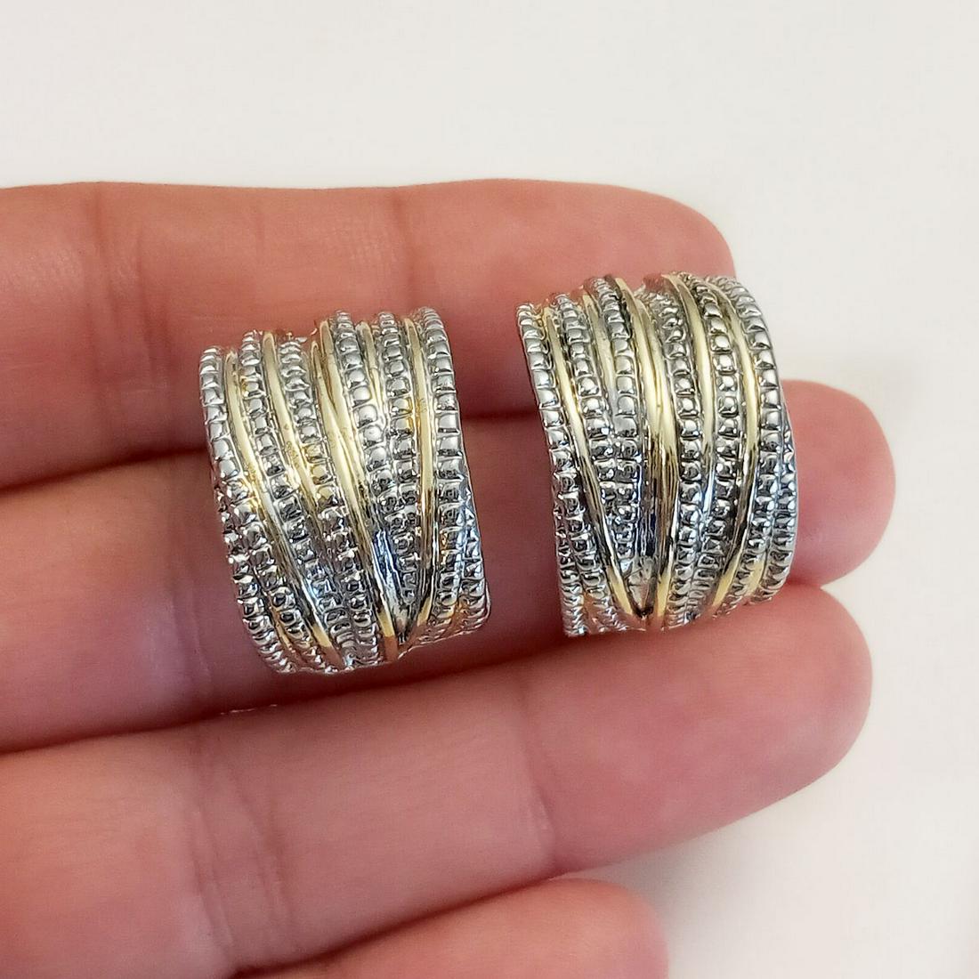 Two tone textured finish omega clasp earrings (1 of 6)