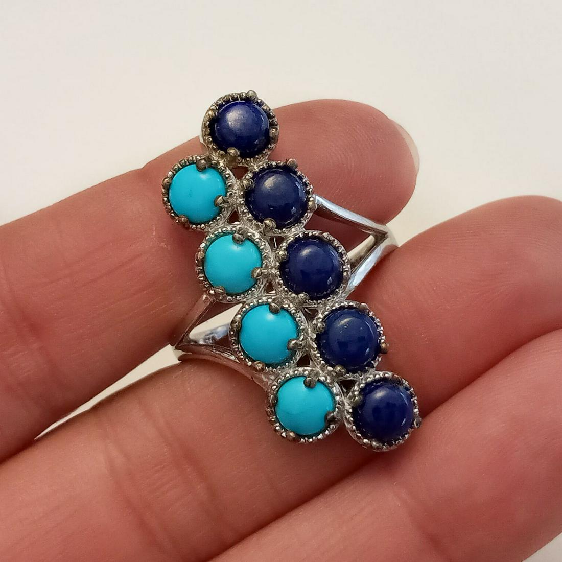 Sterling silver turquoise color lapis color ring (1 of 5)