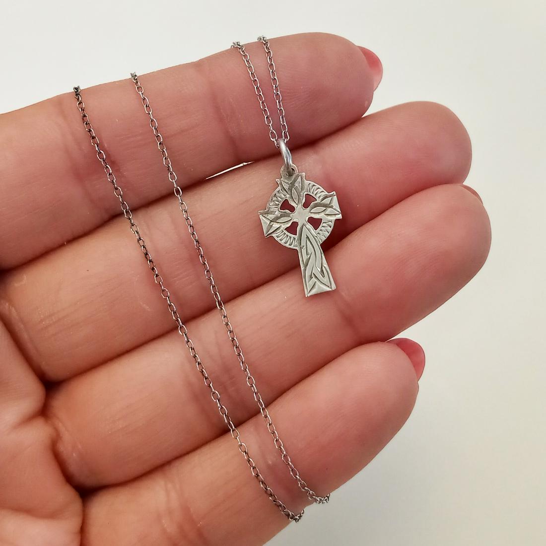 Sterling silver Celtic Cross pendant and chain necklace (1 of 4)