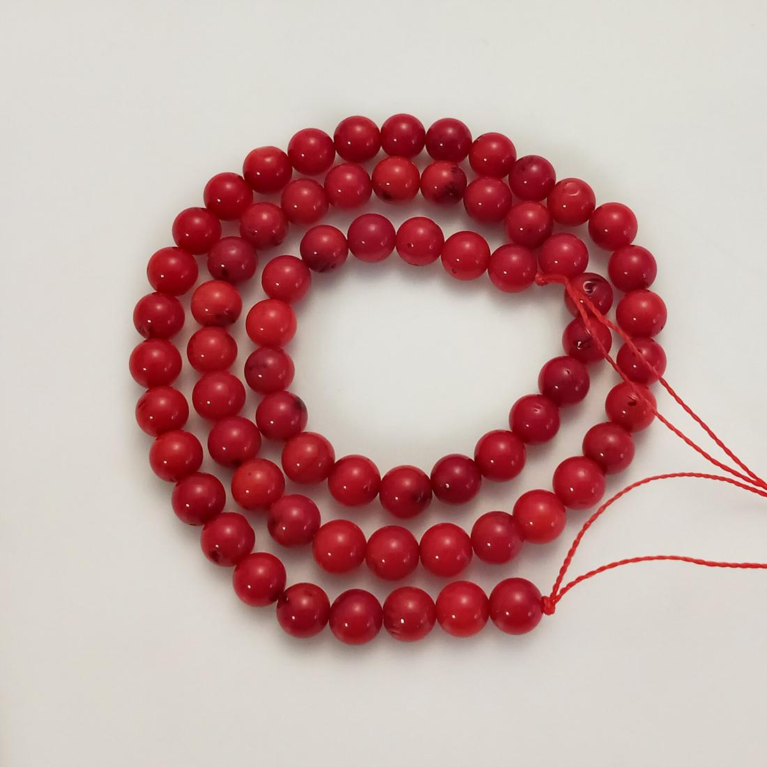 6 mm Genuine round shape red Coral beads strand (1 of 2)