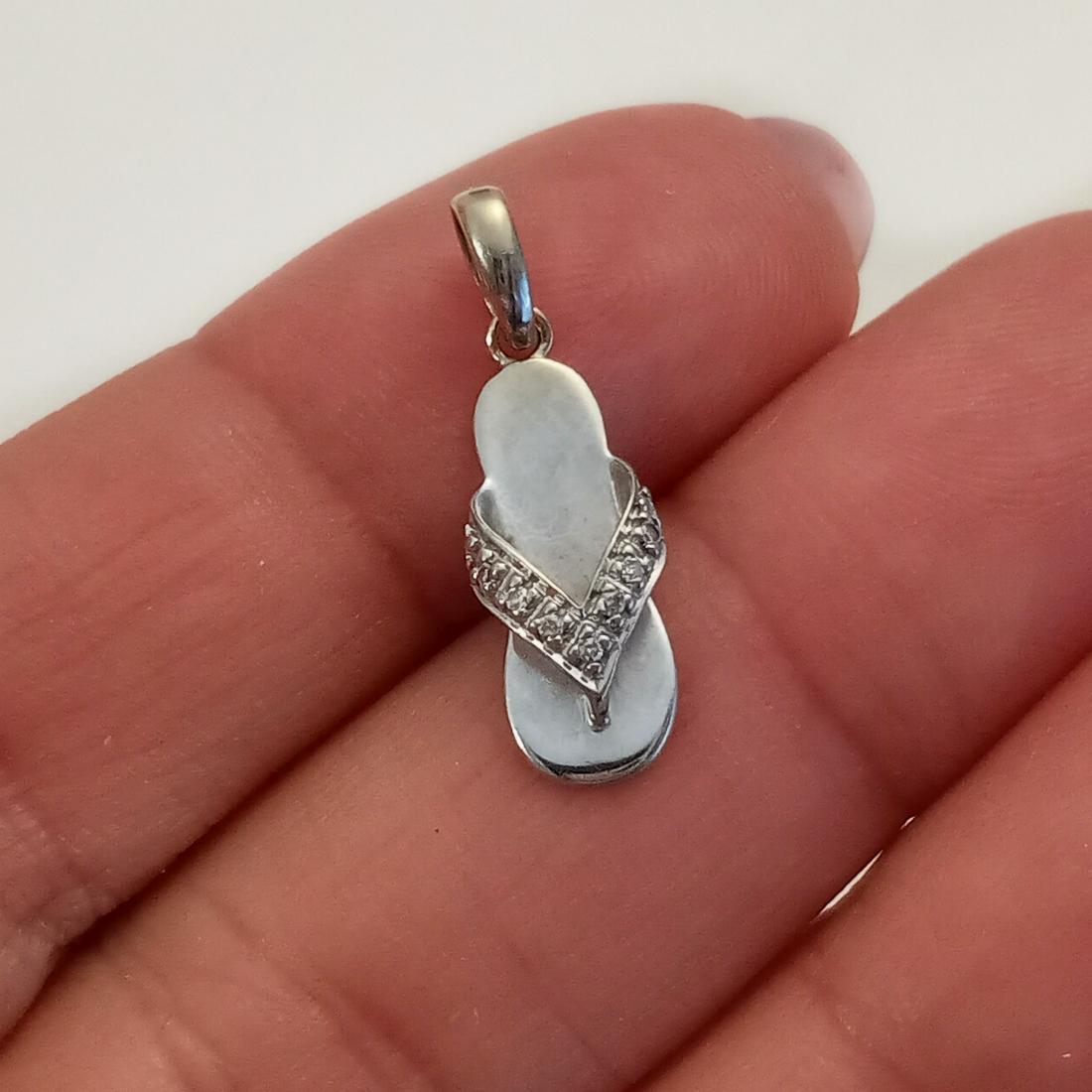 14K White gold Diamond Flip Flop shoe sandal pendant (1 of 3)