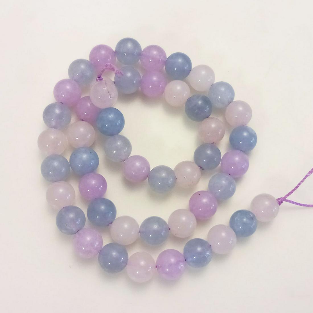 8 mm rose quartz, amethyst, aqua strand, 15 1/8 inches (1 of 2)