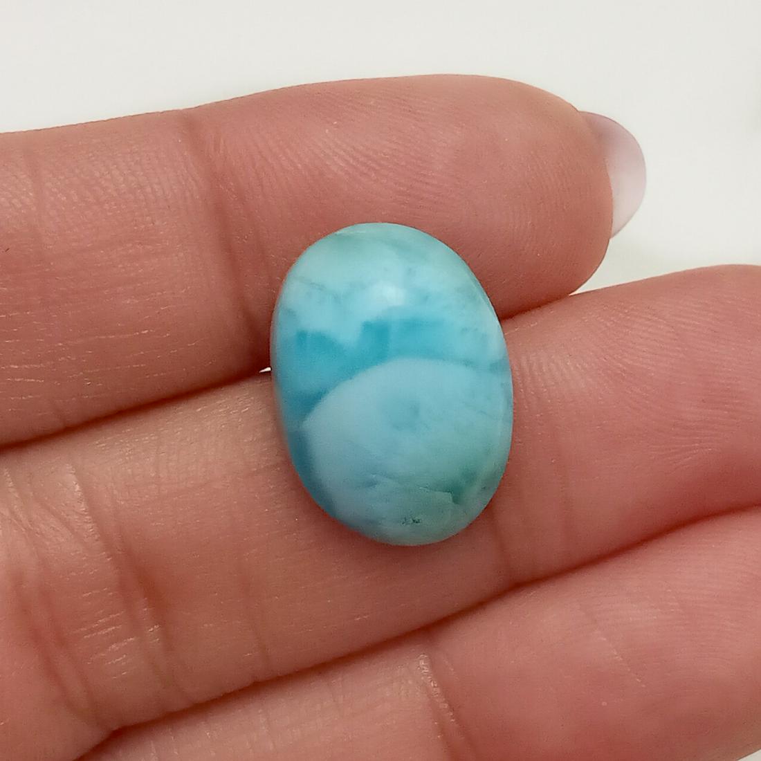 Pear shape flat cabochon Larimar, weight 16.71 cts (1 of 2)