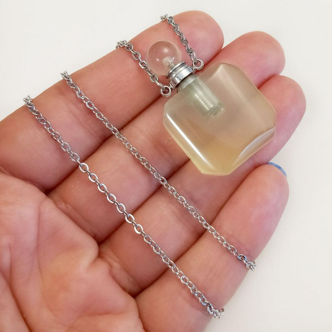 Genuine Lemon Quartz perfume bottle pendant necklace (1 of 3)