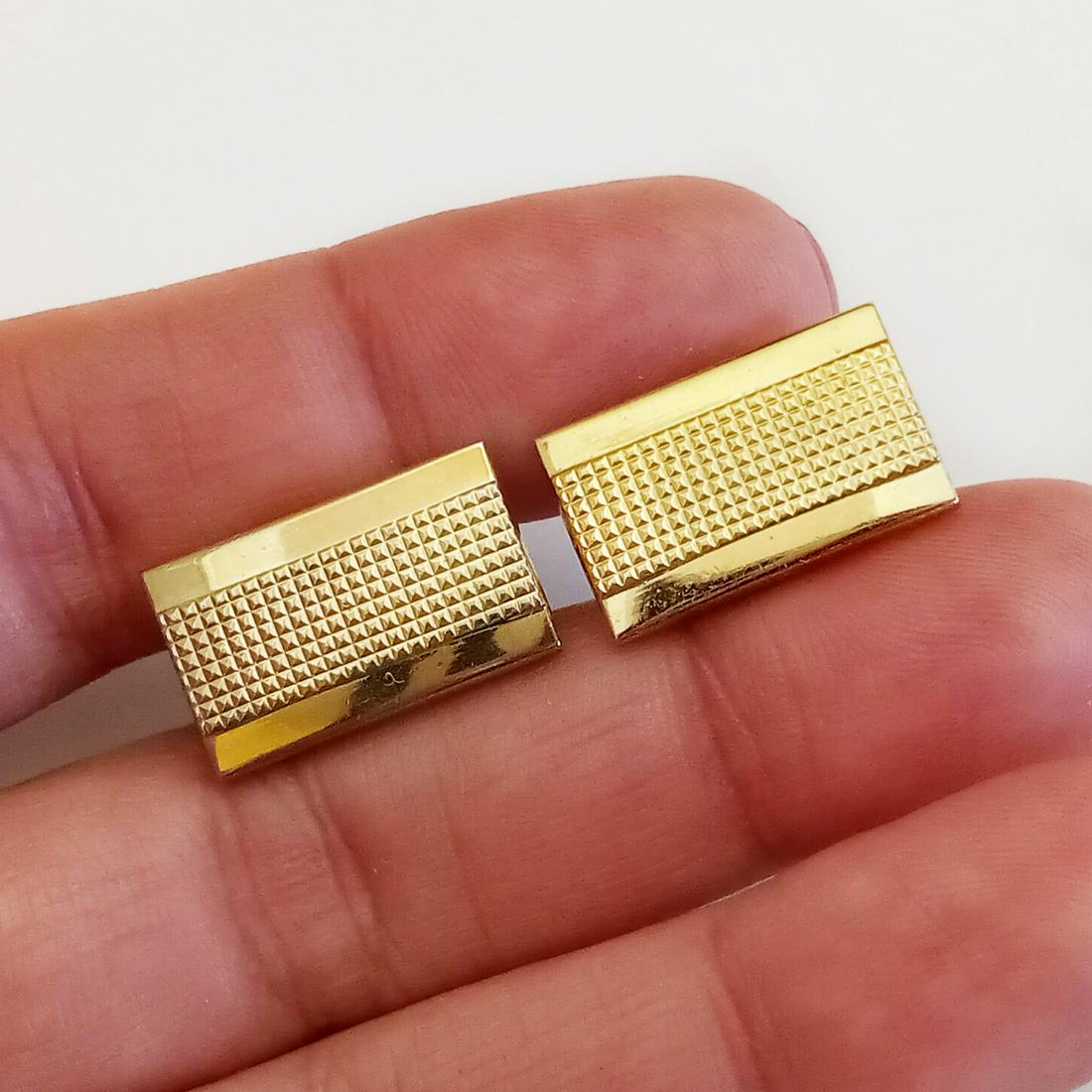 Gold tone textured finish rectangular cufflinks (1 of 6)
