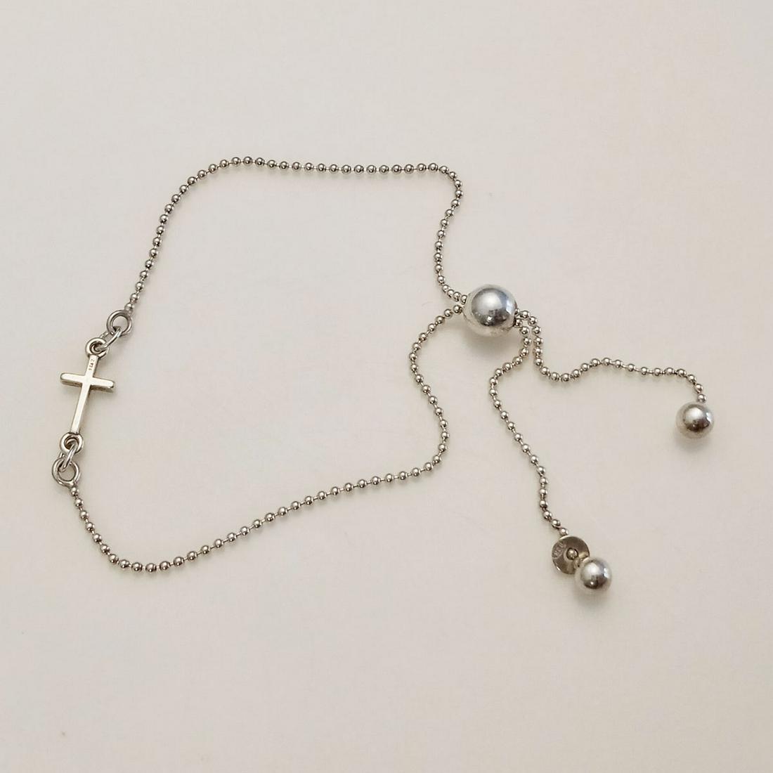Sterling silver ball chain Cross charm bracelet (1 of 2)