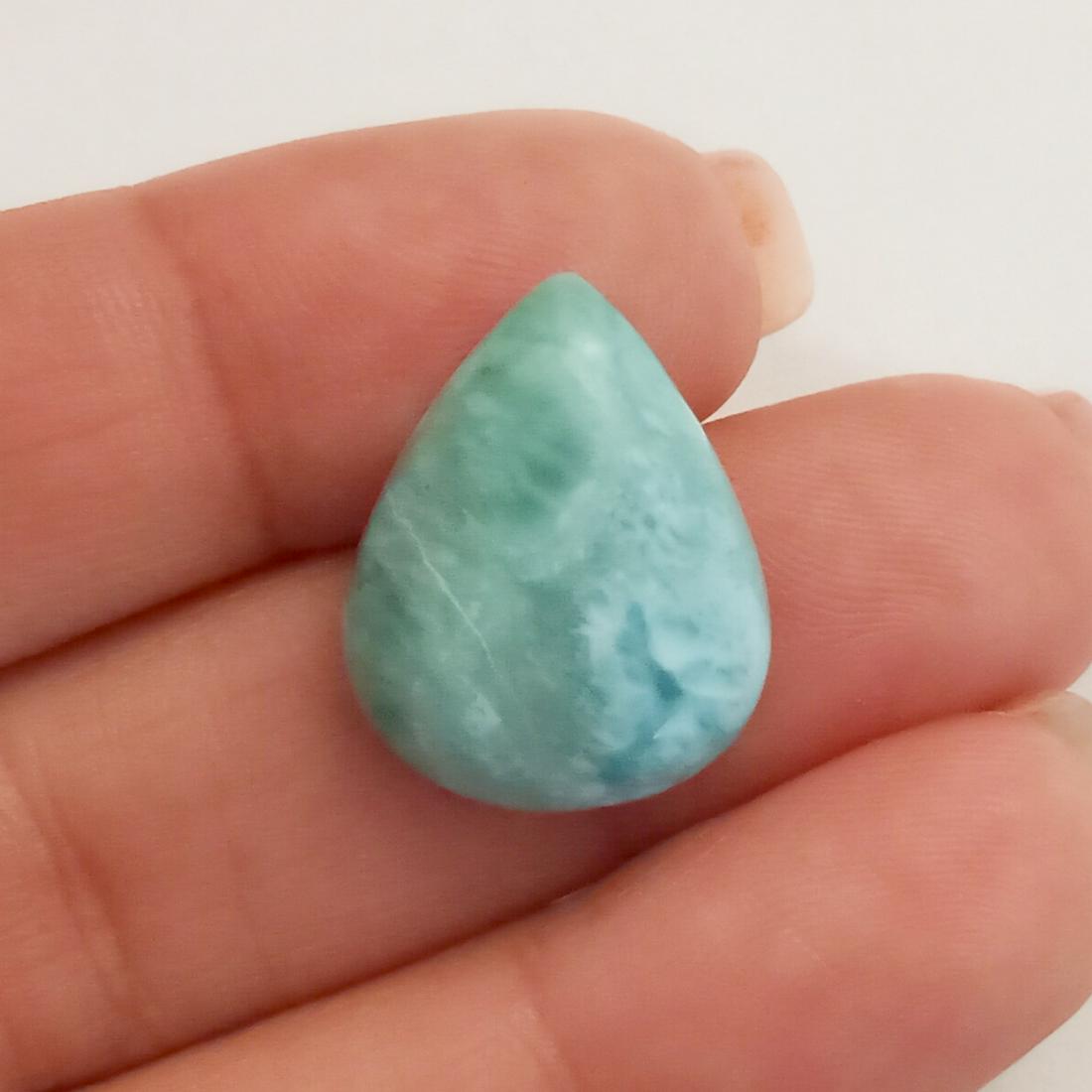 Pear shape natural Larimar cabochon, weight 18.57 cts (1 of 3)