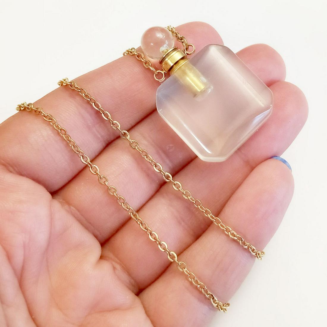 Genuine Lemon Quartz perfume bottle pendant necklace (1 of 3)