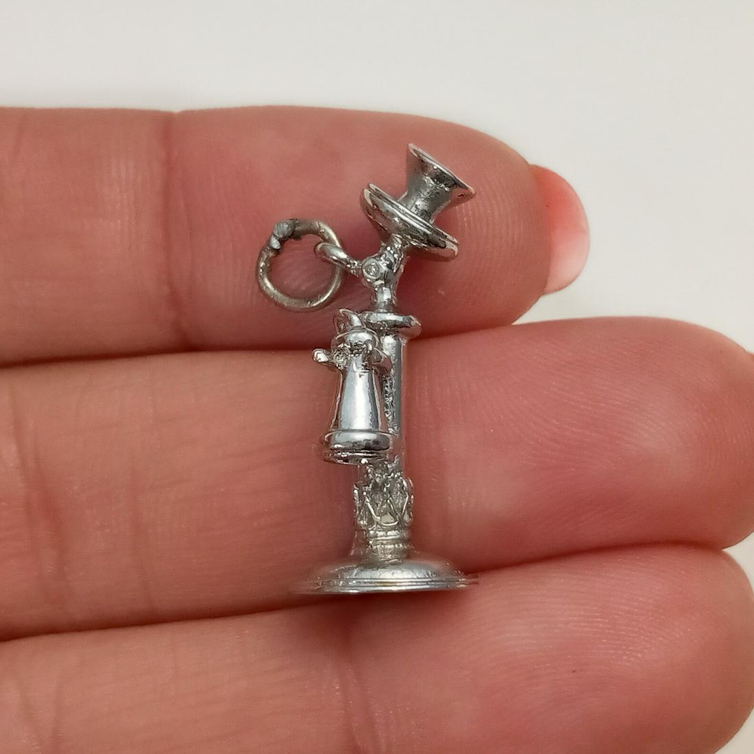 Silver tone antique phone charm (1 of 4)