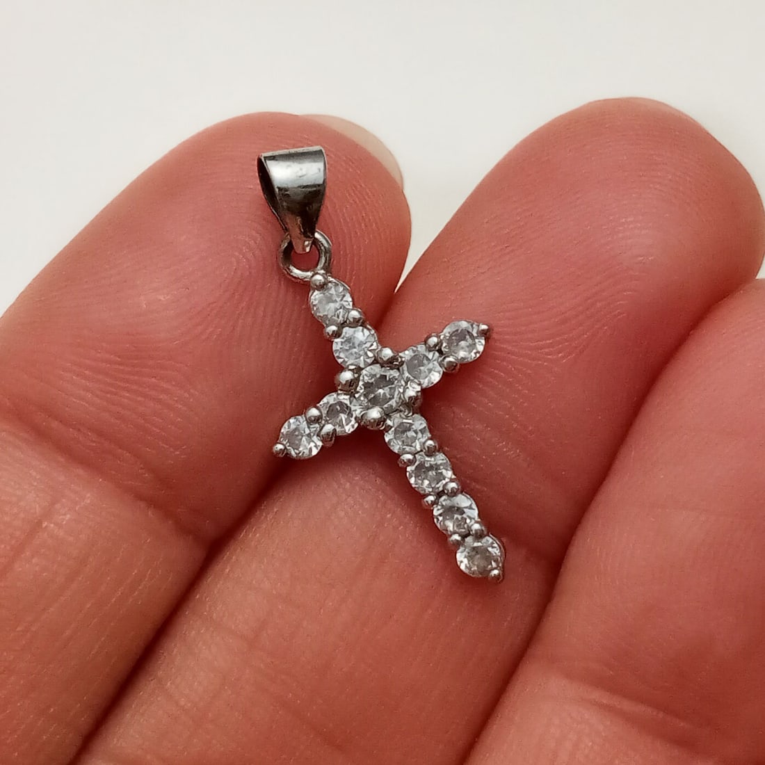 Sterling silver clear crystals Cross pendant (1 of 3)