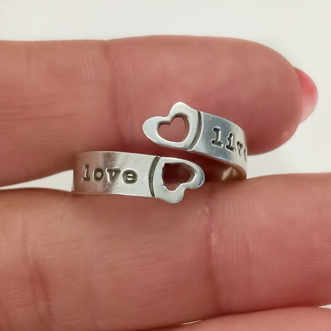 FAR FETCHED Sterling silver LIVE LOVE wrap ring (1 of 6)